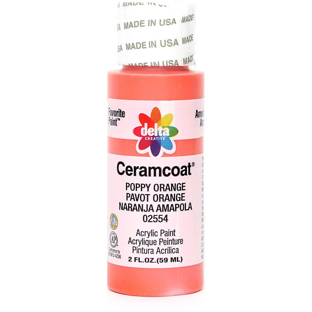Delta Ceramcoat Acrylic Paint - Poppy Orange, 2 oz. - 025540202W