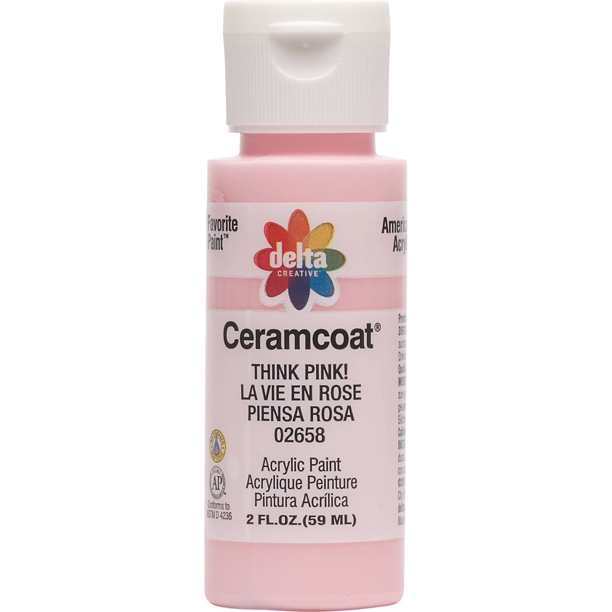 Delta Ceramcoat Acrylic Paint - Think Pink!, 2 oz. - 026580202W