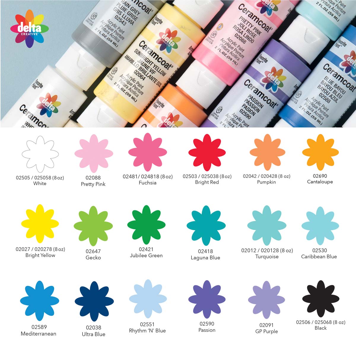 Delta Ceramcoat ® Paint Sets - Brights, 18 Colors - PROMOCMC2