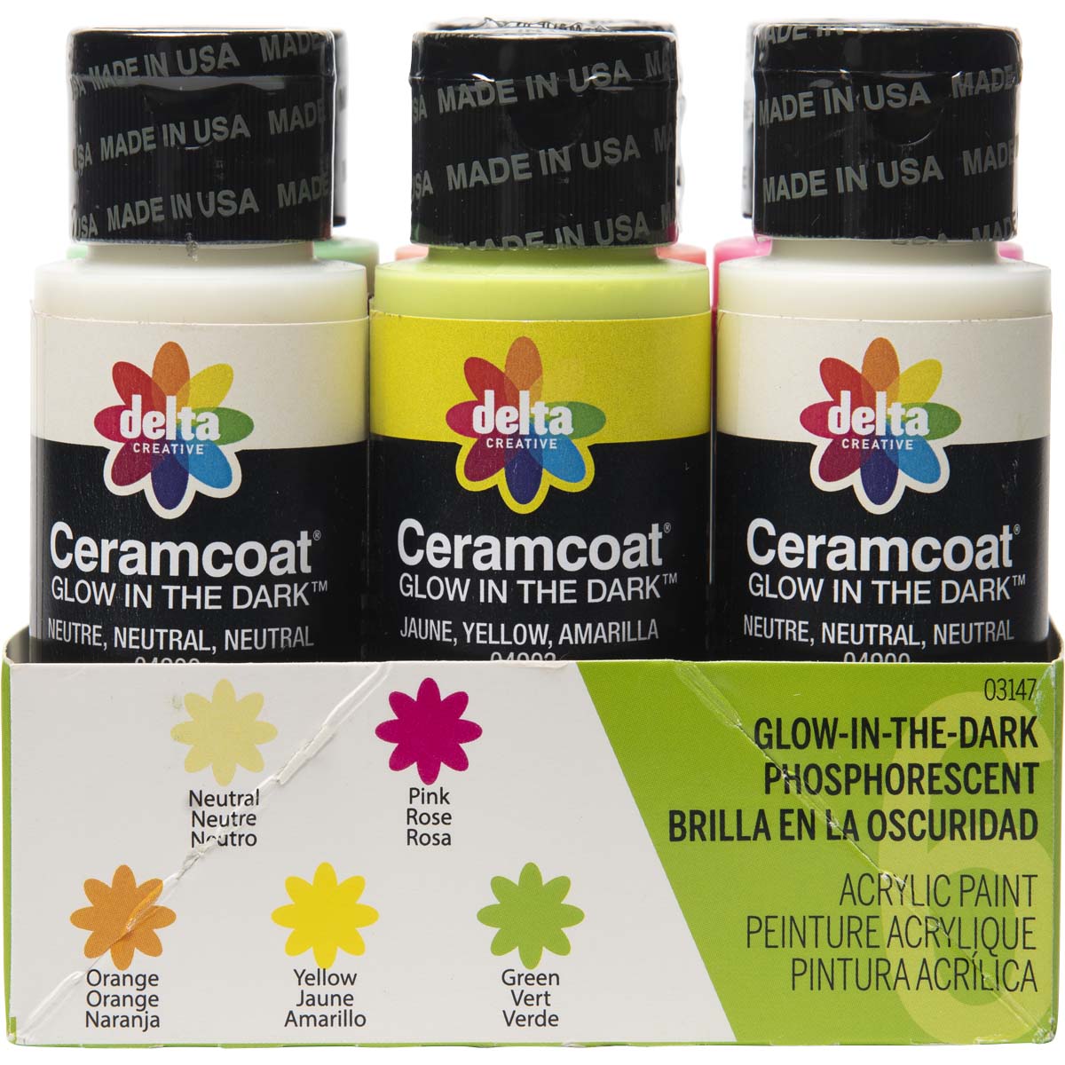 Delta Ceramcoat ® Paint Sets - Glow-in-the-Dark™, 6 Colors - 03147