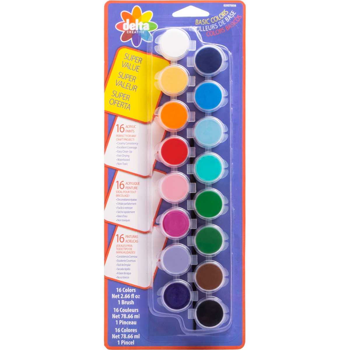 Delta Ceramcoat ® Paint Super Value Set - Basic, 16 Colors - 029575056