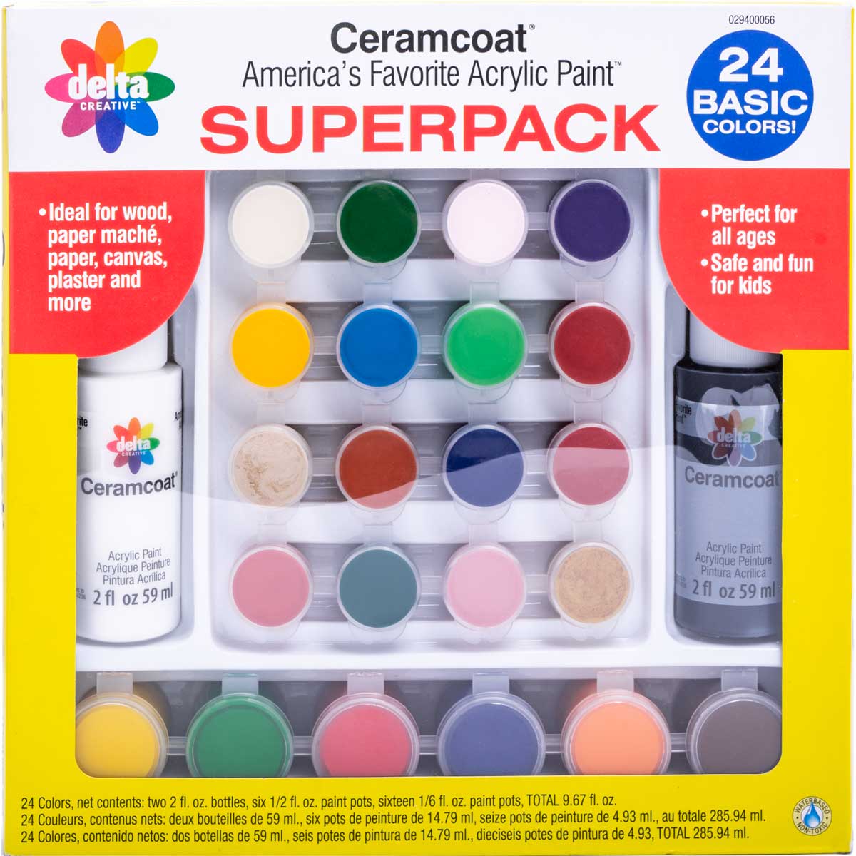Delta Ceramcoat ® Paint Superpack Set - Basic, 24 Colors - 029400056