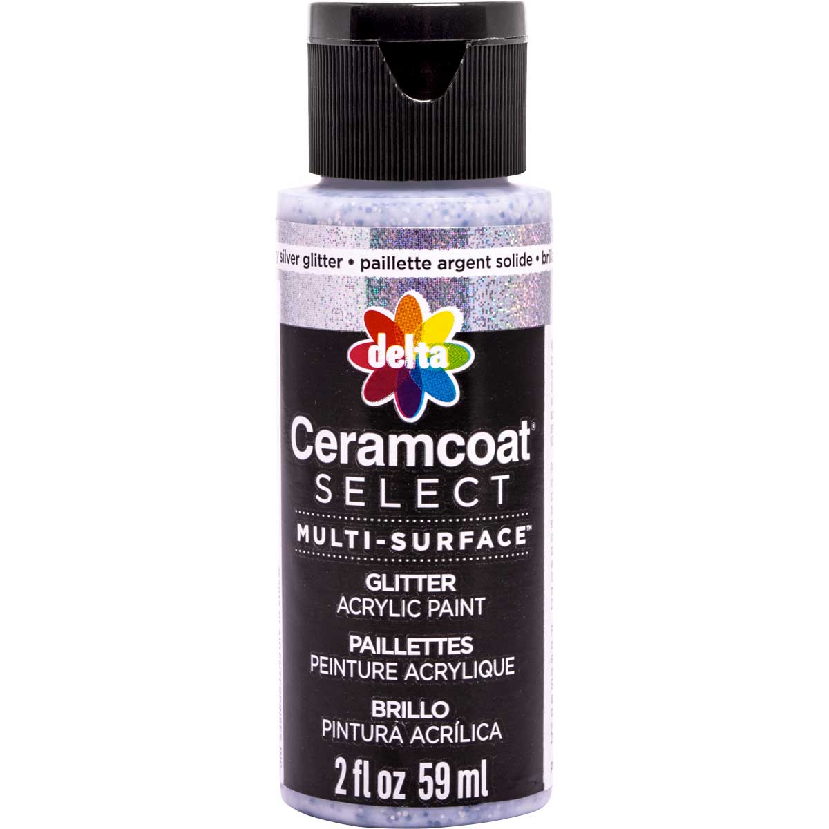 Delta Ceramcoat ® Select Multi-Surface Acrylic Paint - Glitter - Chunky Silver, 2 oz. - 04116