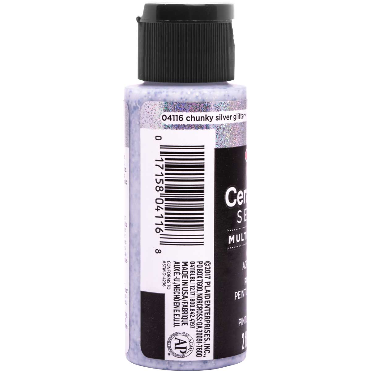 Delta Ceramcoat ® Select Multi-Surface Acrylic Paint - Glitter - Chunky Silver, 2 oz. - 04116