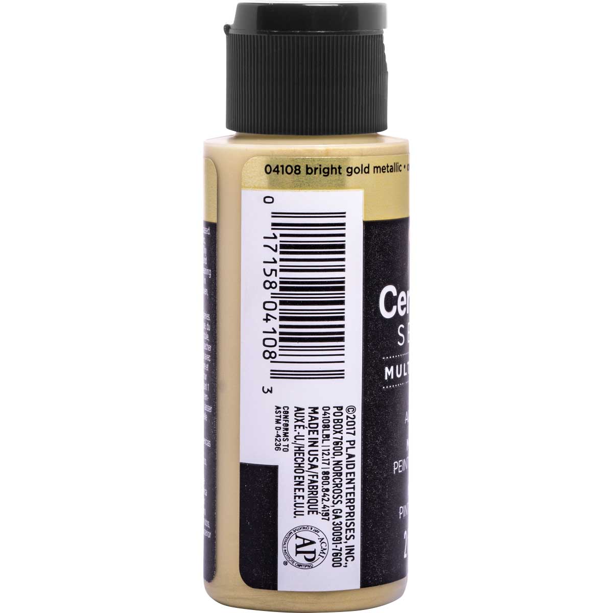 Delta Ceramcoat ® Select Multi-Surface Acrylic Paint - Metallic - Bright Gold, 2 oz. - 04108