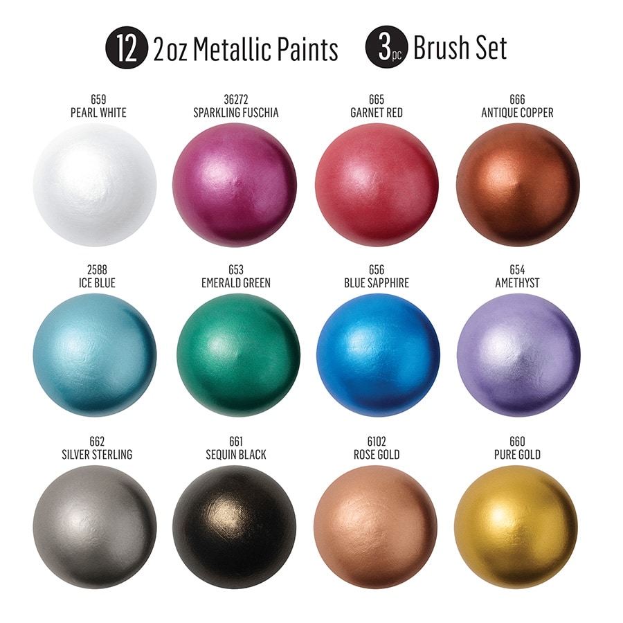 FolkArt ® Metallic™ Jewel Tone Paint & Brush Set, 15pc - PROMOFAMET15