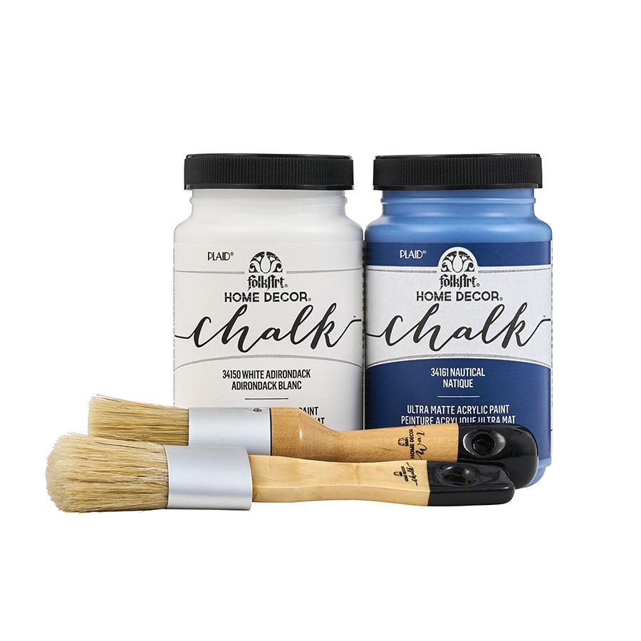 FolkArt ® Home Decor™ Chalk - Blue/White with Brushes, 8 oz. - 96415