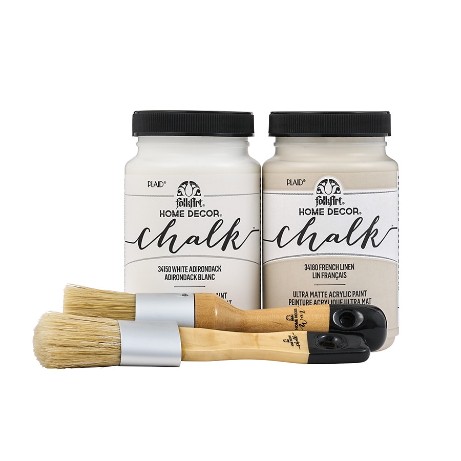 FolkArt ® Home Decor™ Chalk - White/Tan with Brushes, 8 oz. - 96417