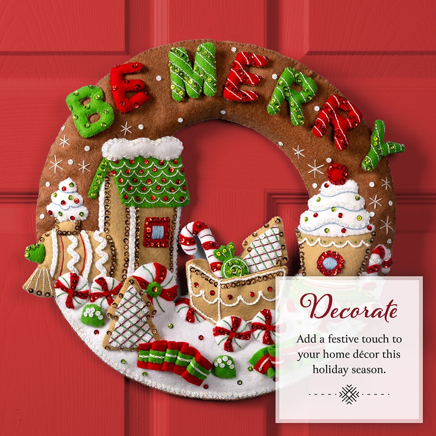 Bucilla ® Seasonal - Felt - Home Decor - Gingerbread Express Wreath Kit - 89677E