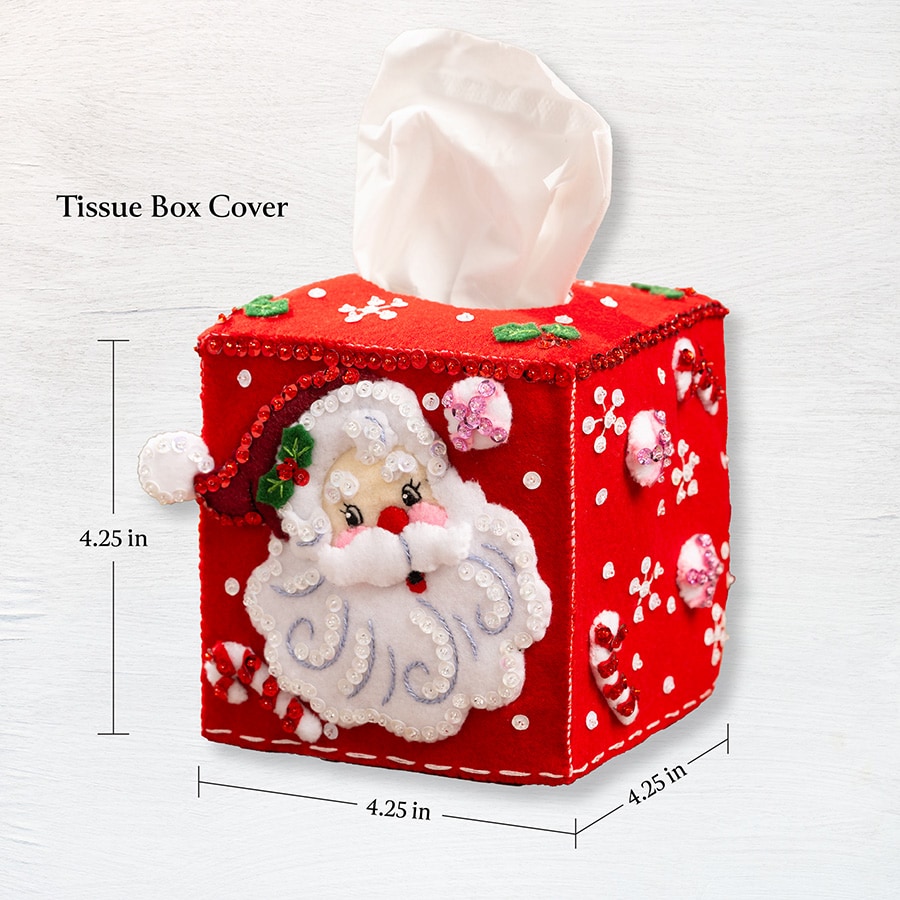 Bucilla ® Seasonal - Felt - Home Decor - Jolly St. Nick Tissue Box Cover - 89678E