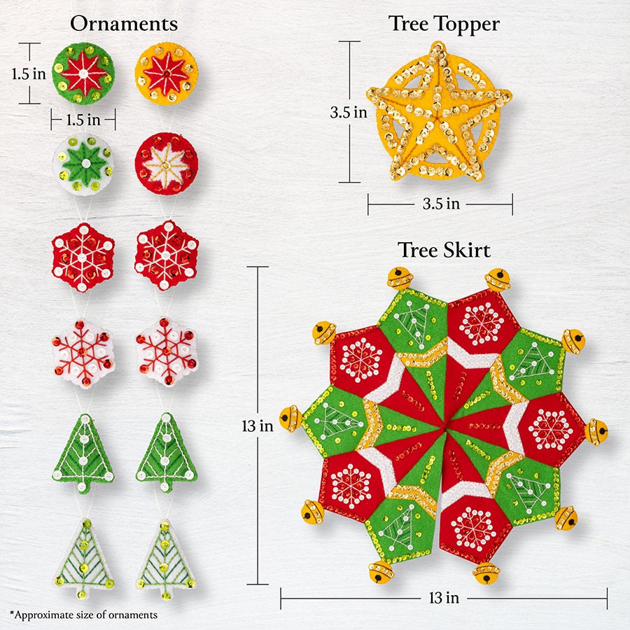 Bucilla ® Seasonal - Felt - Ornament Kits - Merry Miniatures Mini Tree Set 89653E