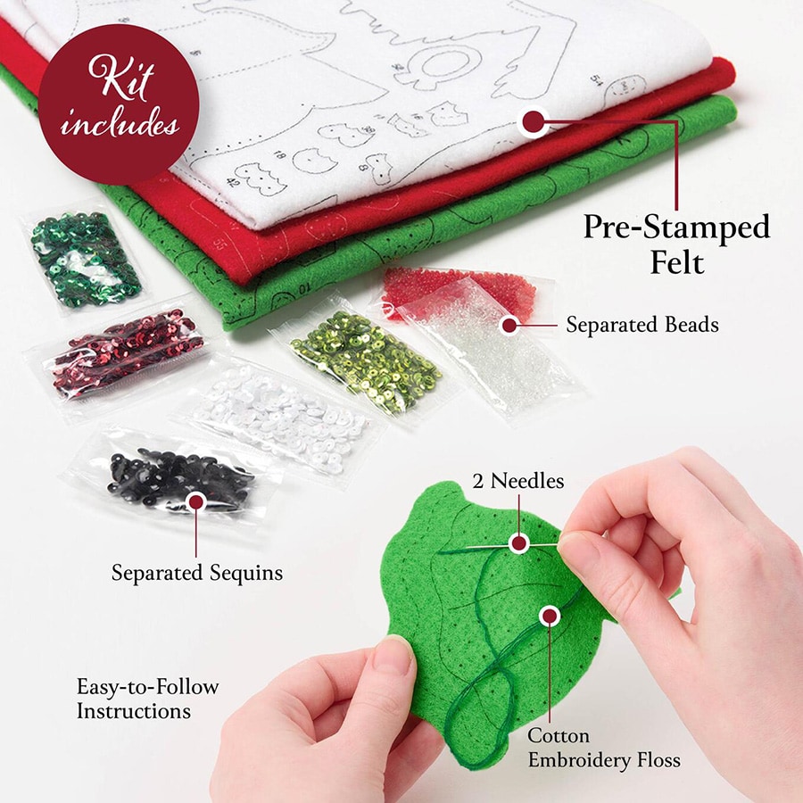Bucilla ® Seasonal - Felt - Ornament Kits - Merry Miniatures Mini Tree Set 89653E