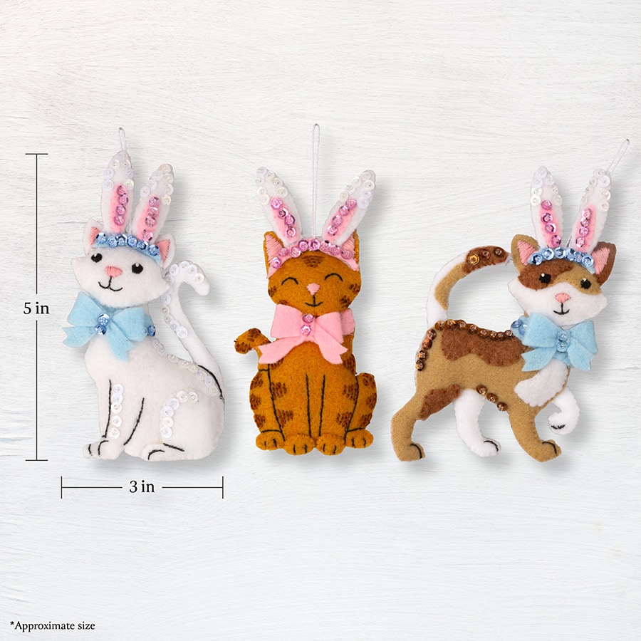 Bucilla ® Seasonal - Felt - Ornament Kits - Bunny Kitties - 89686E