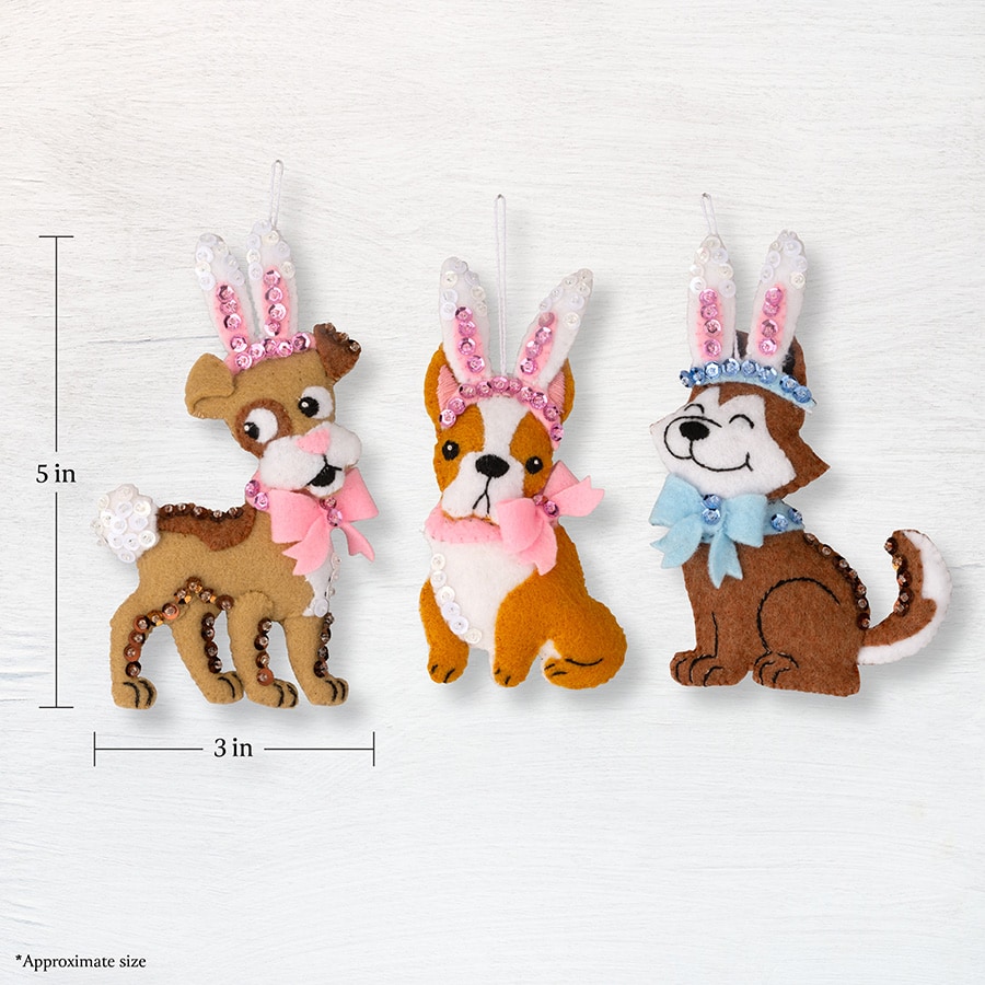 Bucilla ® Seasonal - Felt - Ornament Kits - Bunny Puppies - 89679E