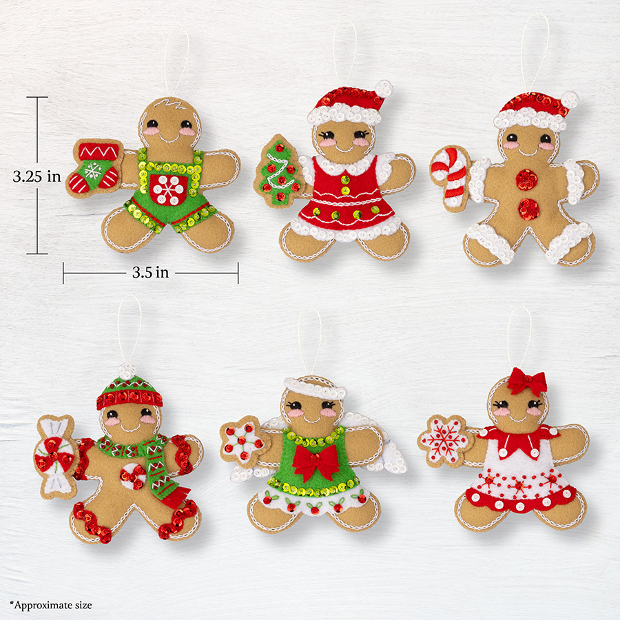 Bucilla ® Seasonal - Felt - Ornament Kits - Dressed-Up Gingerbread - 89644E