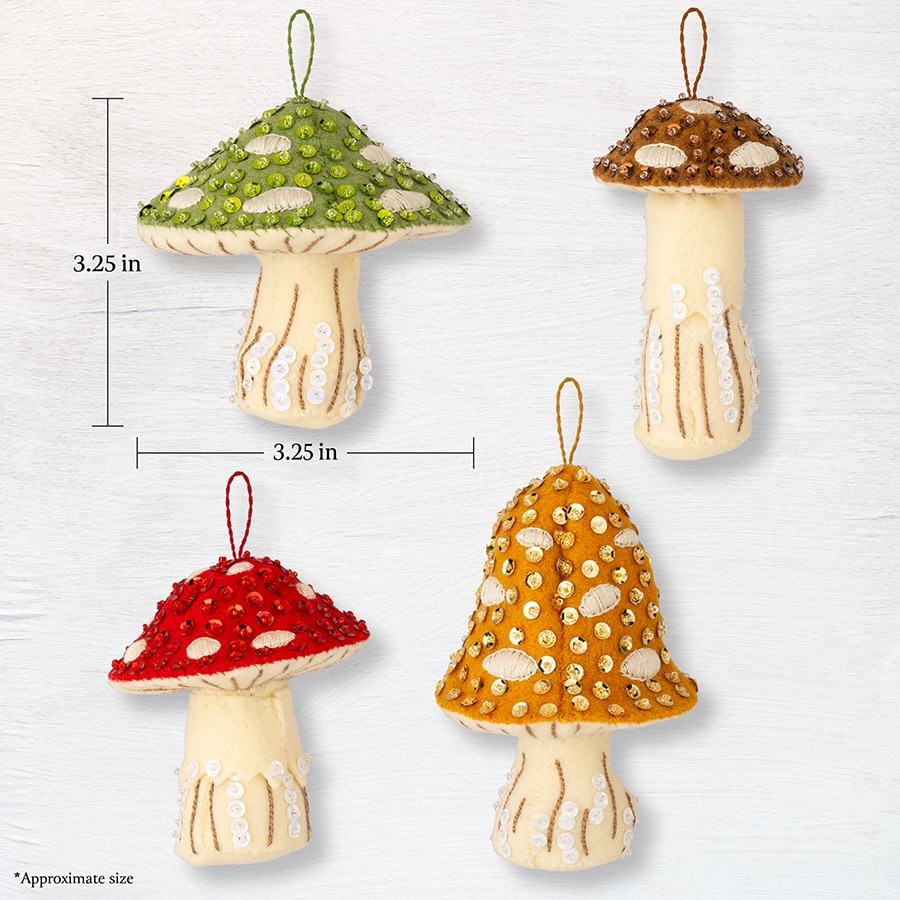 Bucilla ® Seasonal - Felt - Ornament Kits - Merry Mushrooms - 89670E