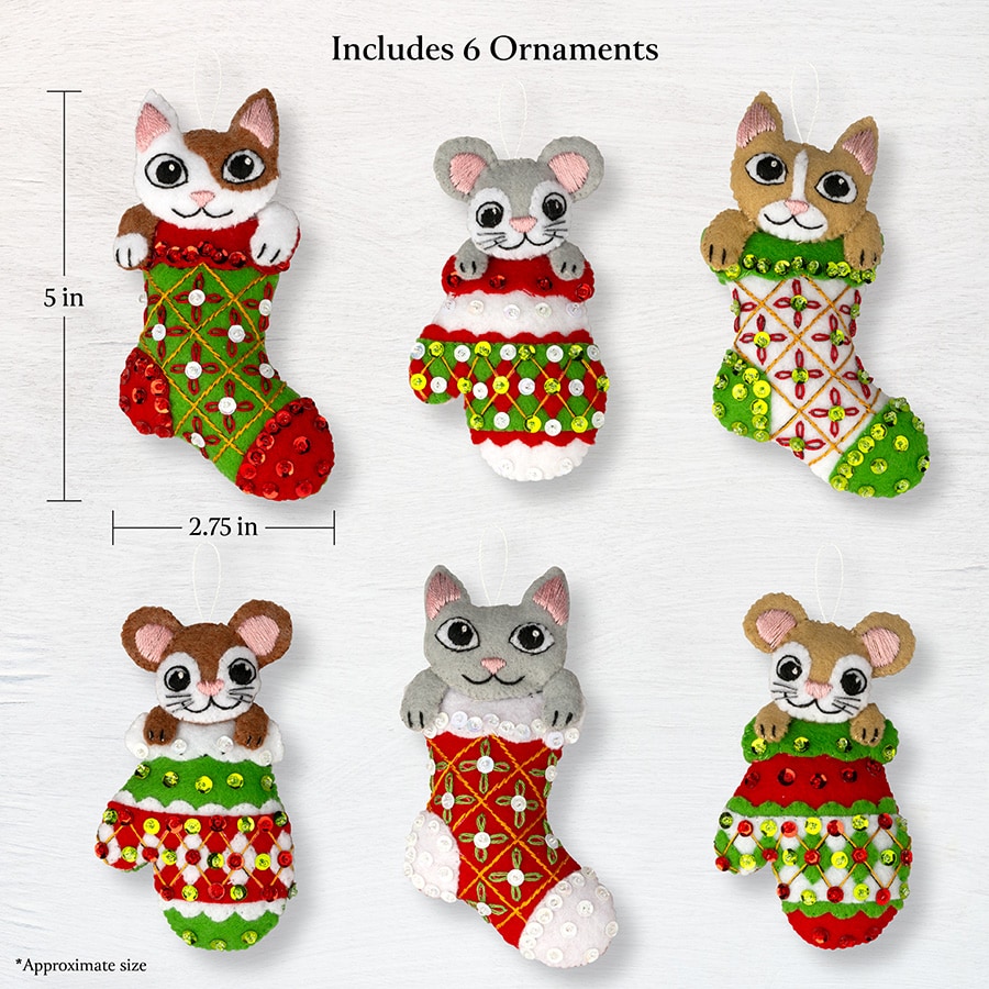 Bucilla ® Seasonal - Felt - Ornament Kits - Paws & Whiskers - 89701E