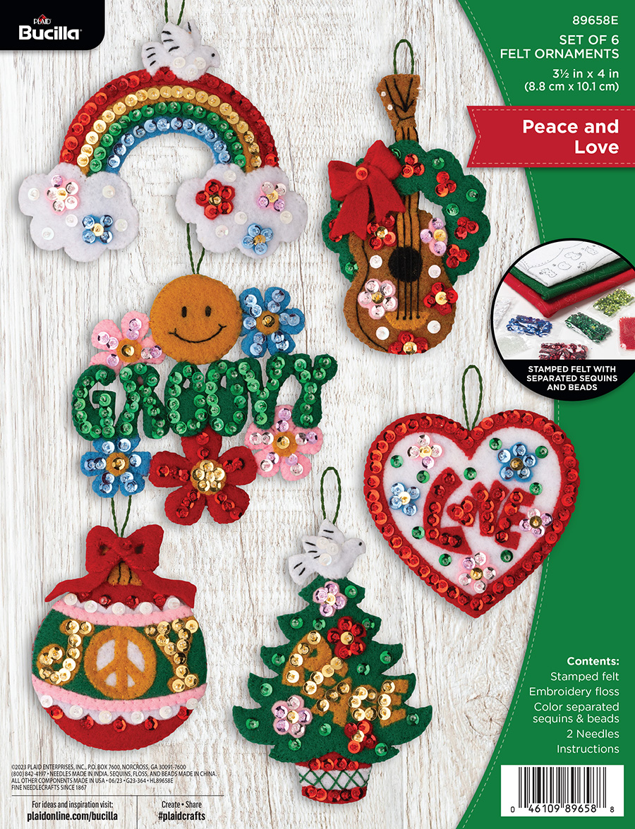 Bucilla ® Seasonal - Felt - Ornament Kits - Peace and Love - 89658E