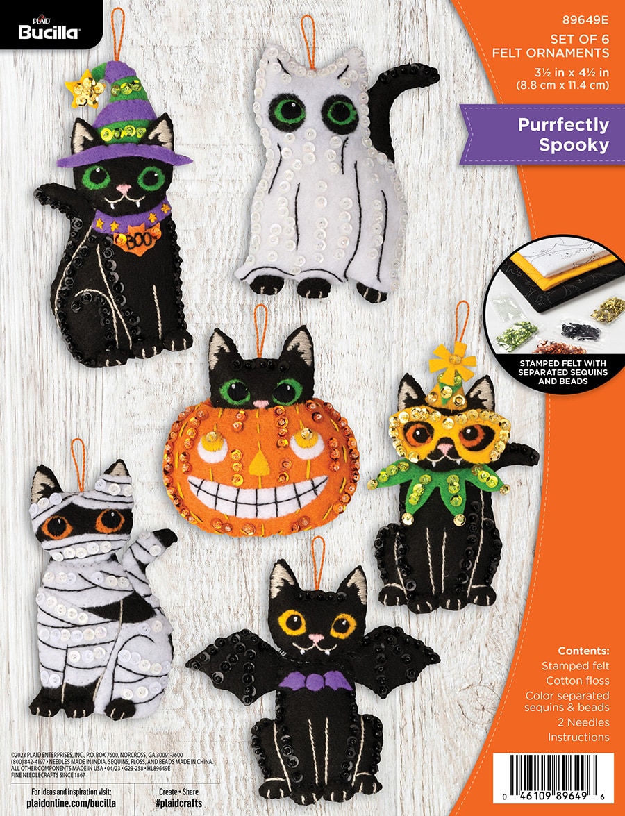 Bucilla ® Seasonal - Felt - Ornament Kits - Purrfectly Spooky 89649E