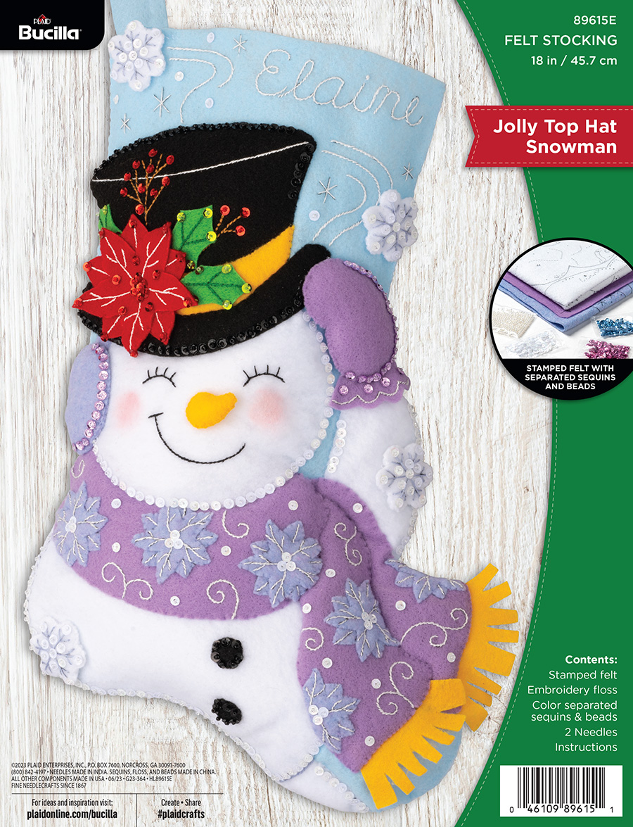 Bucilla ® Seasonal - Felt - Stocking Kits - Jolly Top Hat Snowman - 89615E