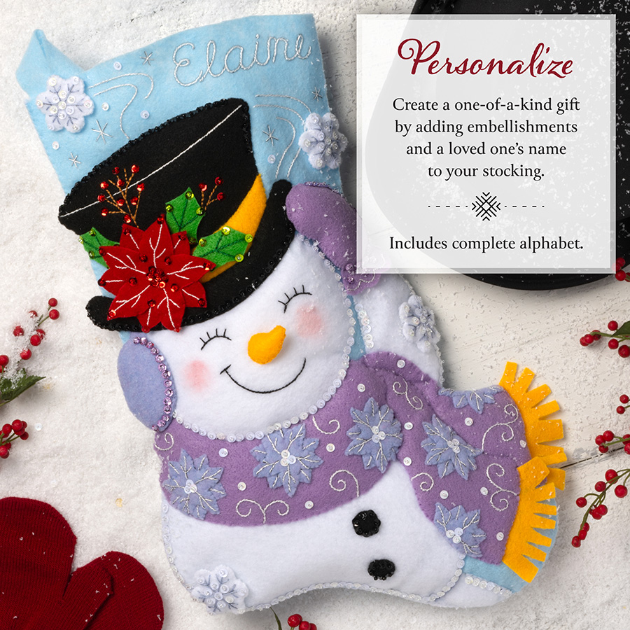 Bucilla ® Seasonal - Felt - Stocking Kits - Jolly Top Hat Snowman - 89615E