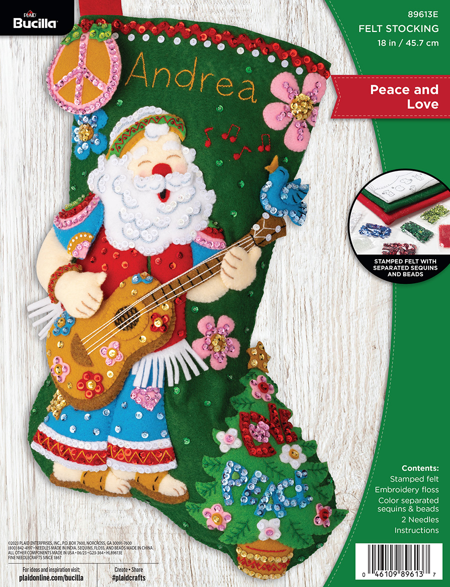 Bucilla ® Seasonal - Felt - Stocking Kits - Peace and Love - 89613E