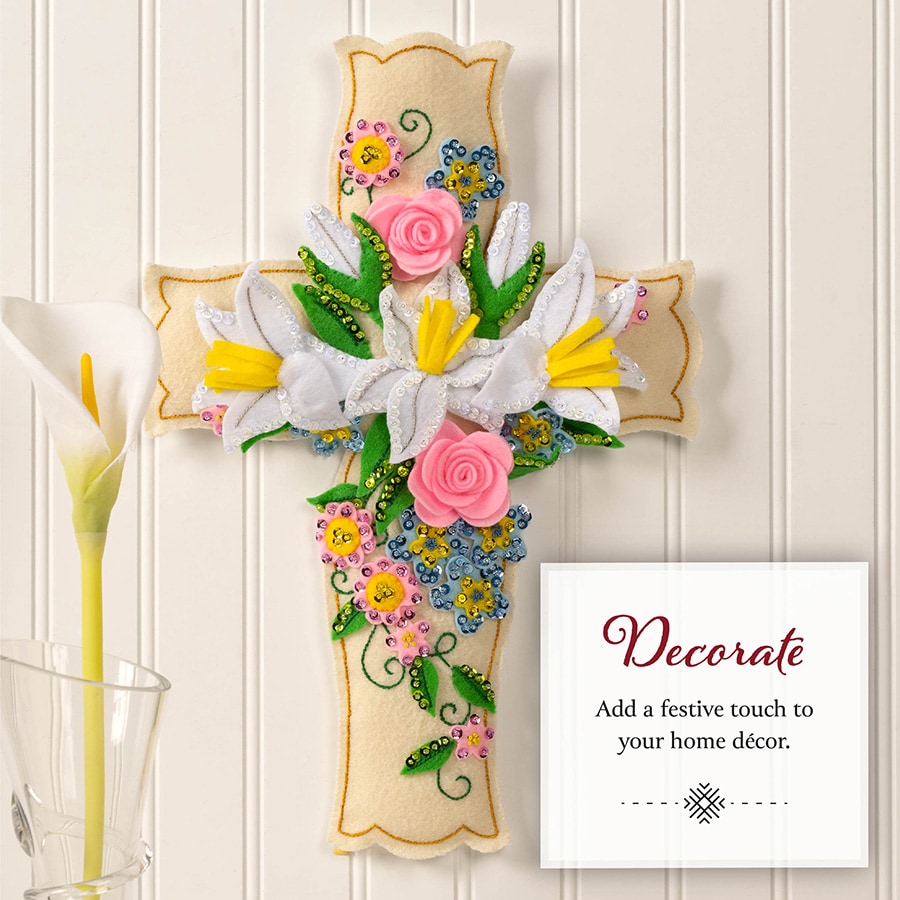 Bucilla ® Seasonal - Felt - Wall Hanging - Floral Cross - 89650E