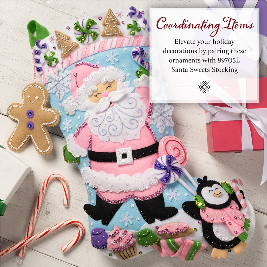 Bucilla ® Seasonal - Felt - Ornament Kits - Santa Sweets - 89708E