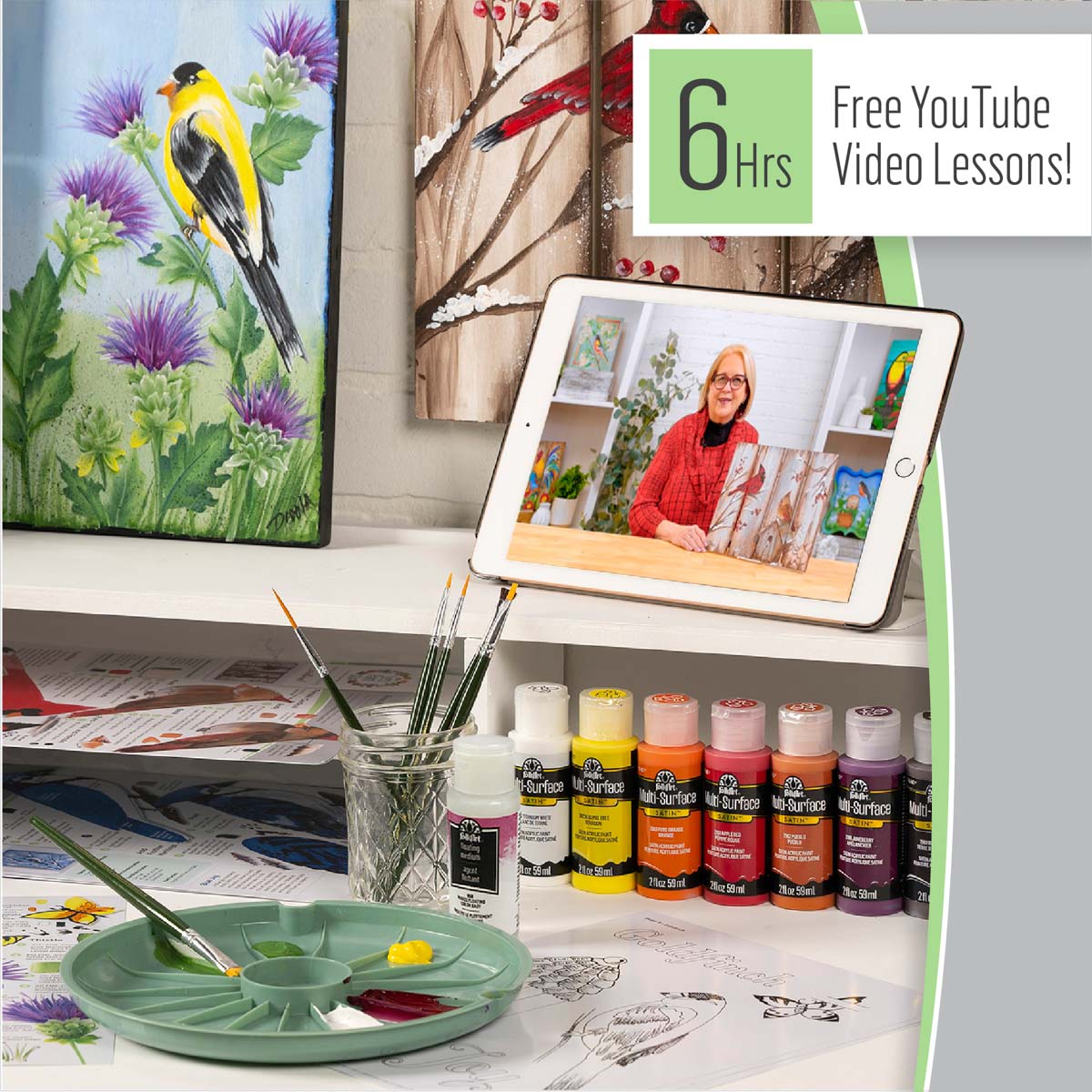 Let's Paint with FolkArt ® One Stroke™ Kit - Birds and Blossoms - 90284