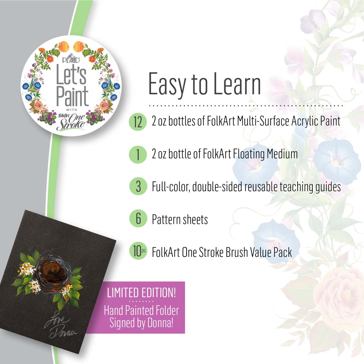 Let's Paint with FolkArt ® One Stroke™ Kit - Birds and Blossoms - 90284
