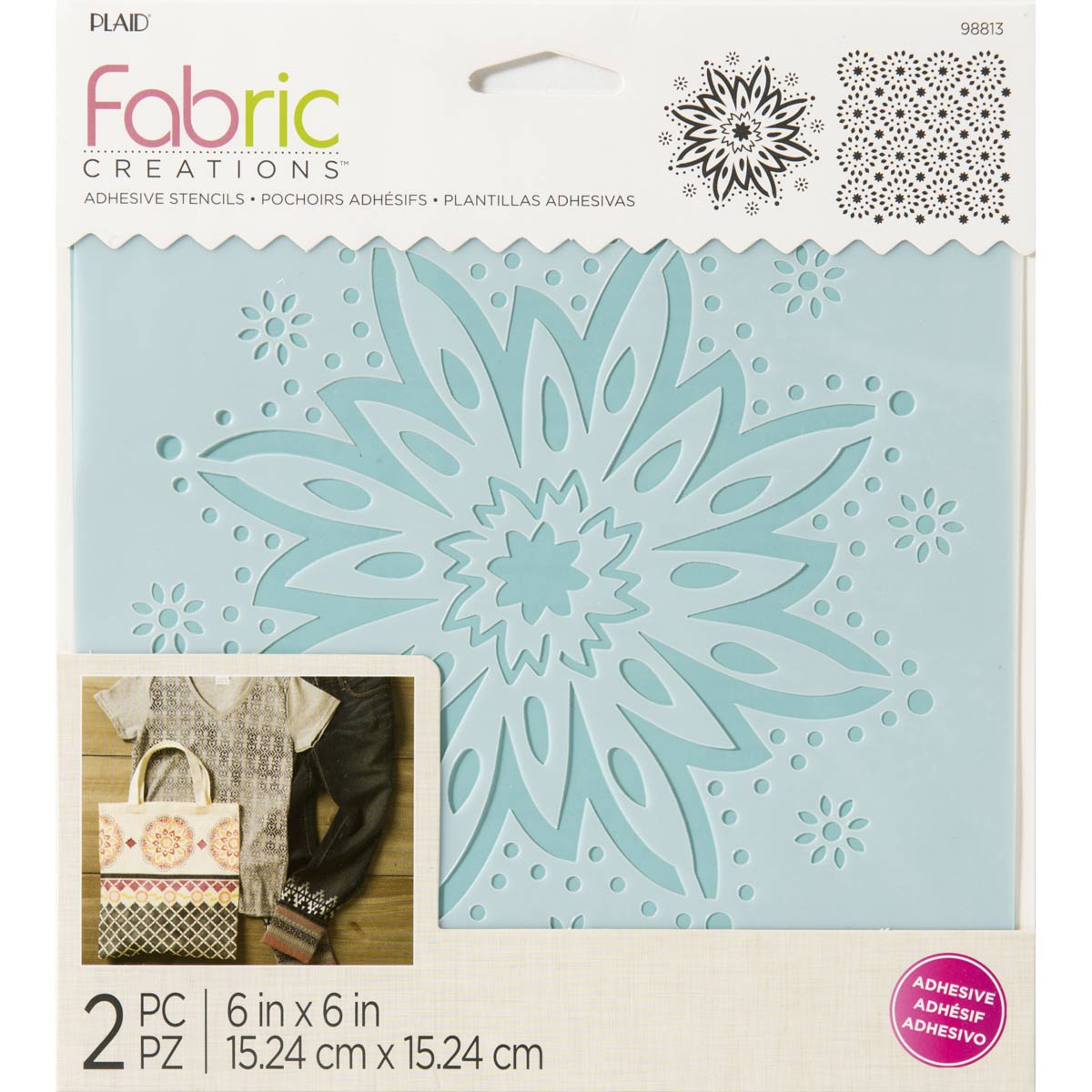 Fabric Creations™ Adhesive Stencils - Boho Flower, 6