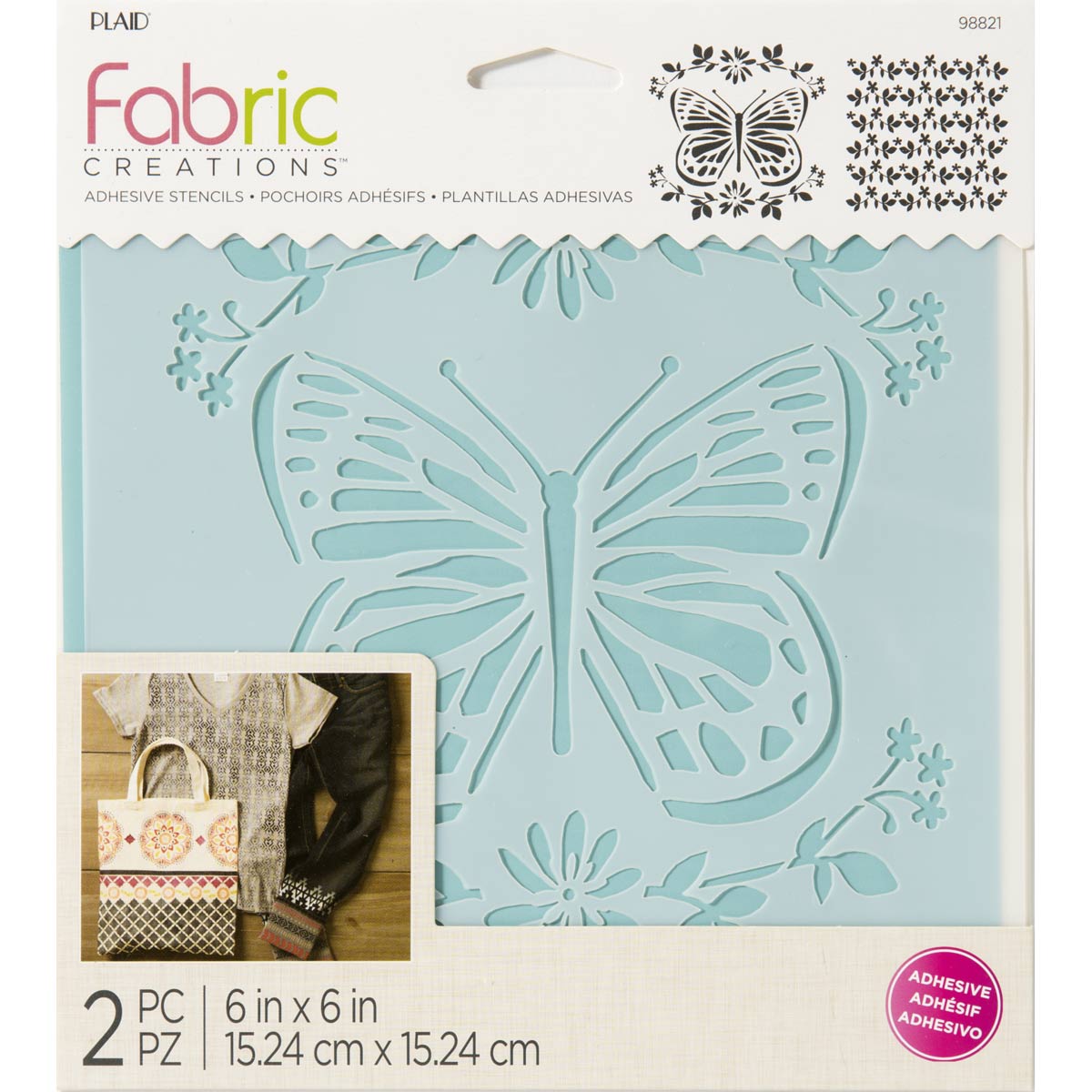 Fabric Creations™ Adhesive Stencils - Butterfly, 6