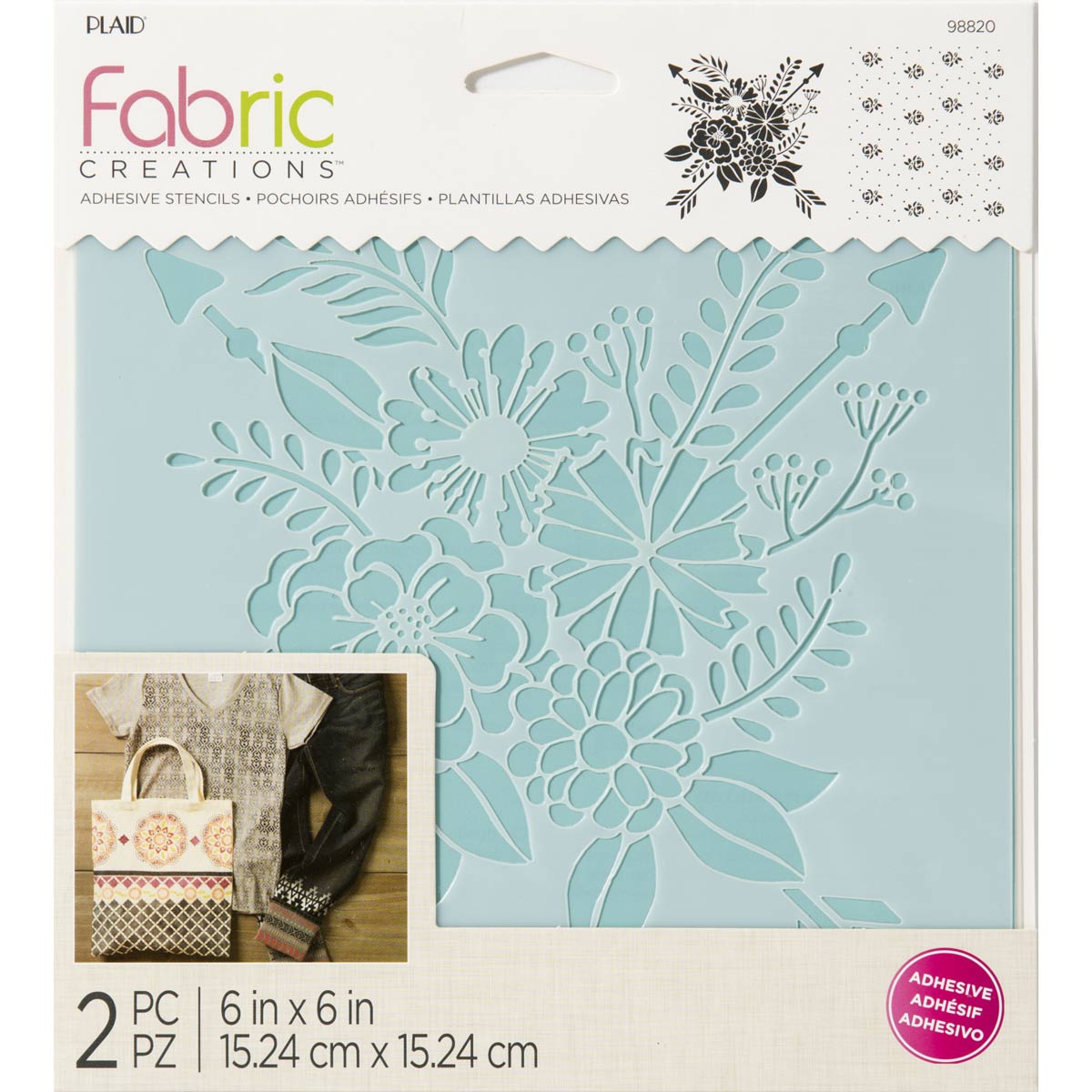 Fabric Creations™ Adhesive Stencils - Floral, 6