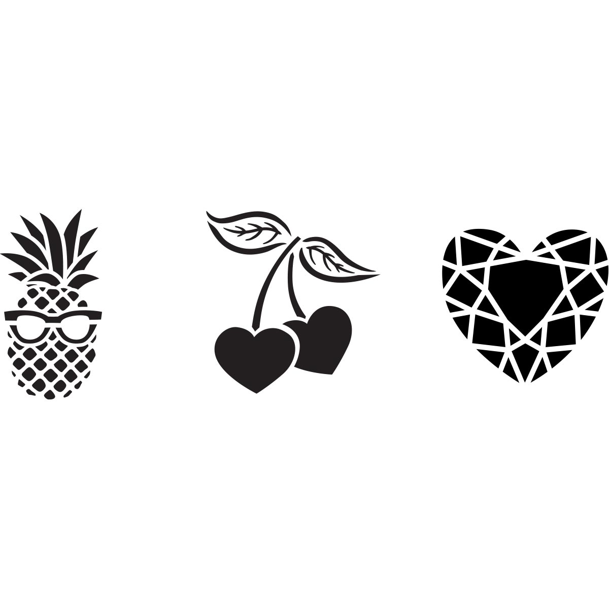 Fabric Creations™ Adhesive Stencils - Mini - Pineapple-Cherry-Diamond, 3