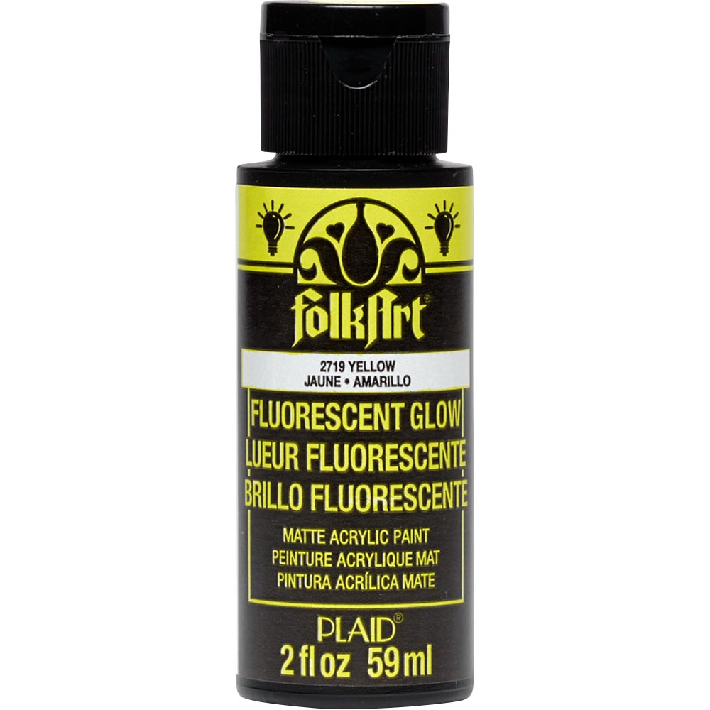FolkArt ® Acrylic Colors - Fluorescent Glow - Yellow, 2 oz. - 2719
