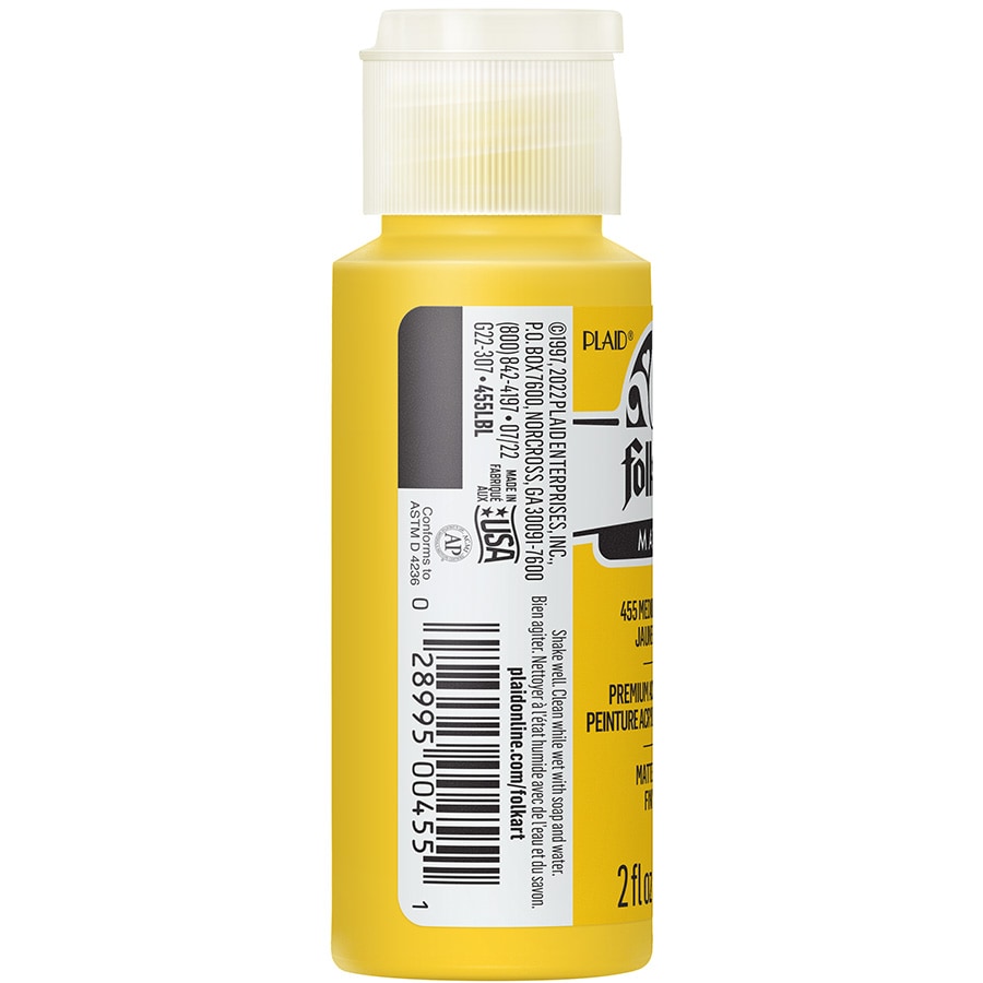 FolkArt ® Acrylic Colors - Medium Yellow, 2 oz. - 455