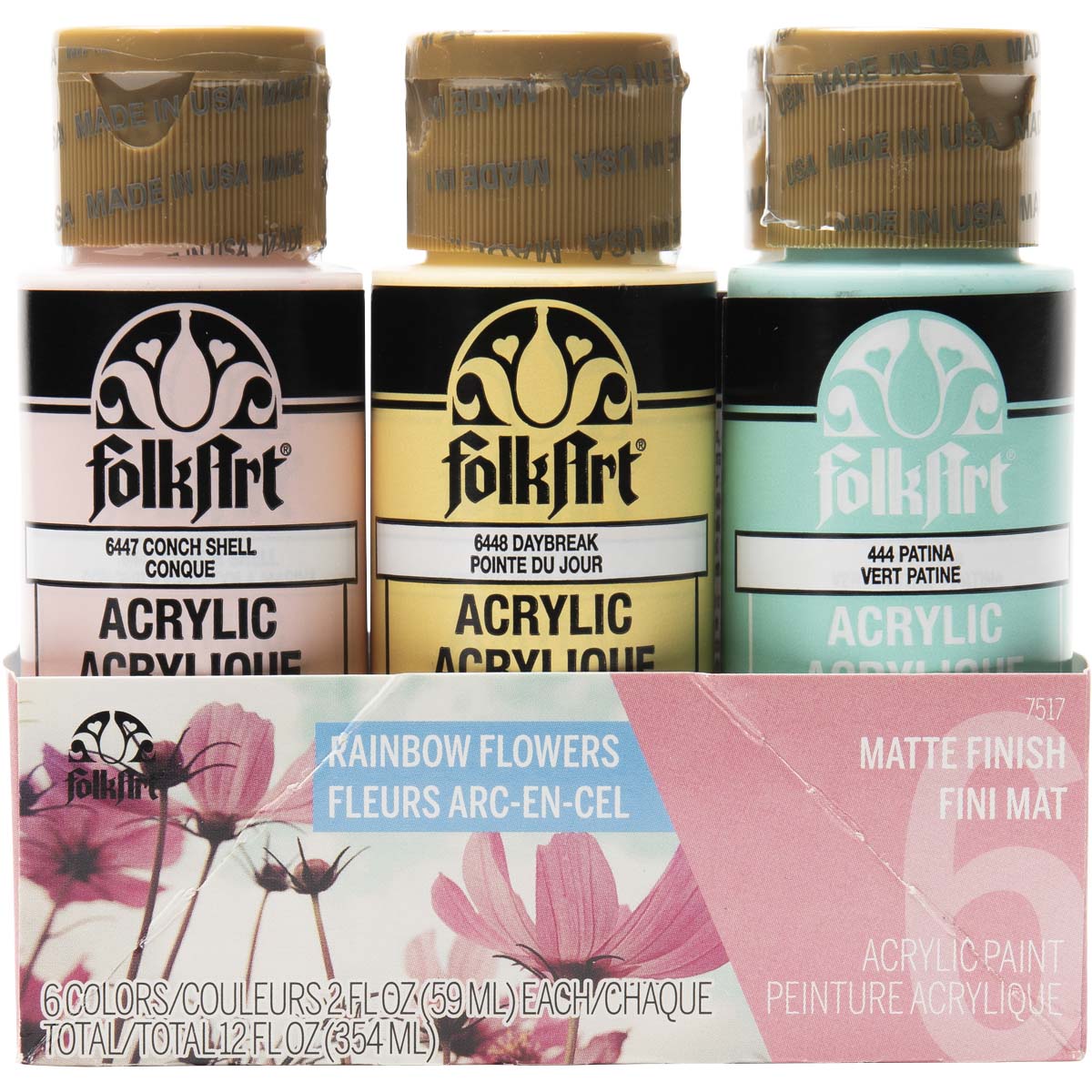 FolkArt ® Acrylic Colors Paint Set 6 Color - Rainbow Flower - 7517