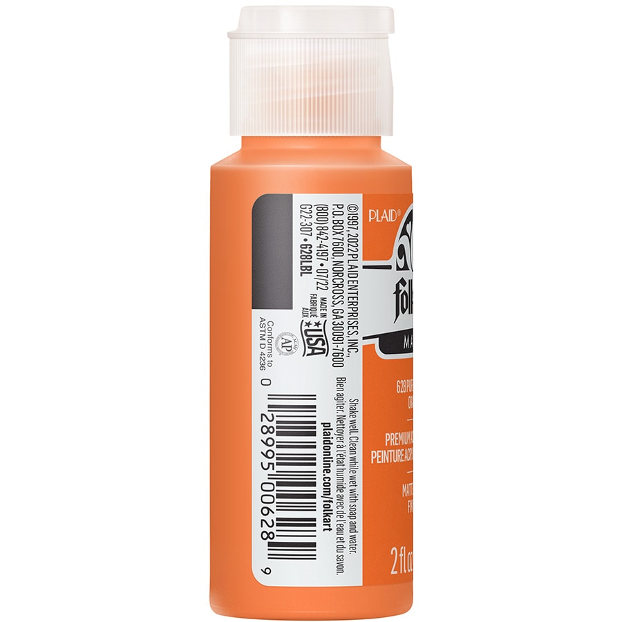FolkArt ® Acrylic Colors - Pure Orange, 2 oz. - 628
