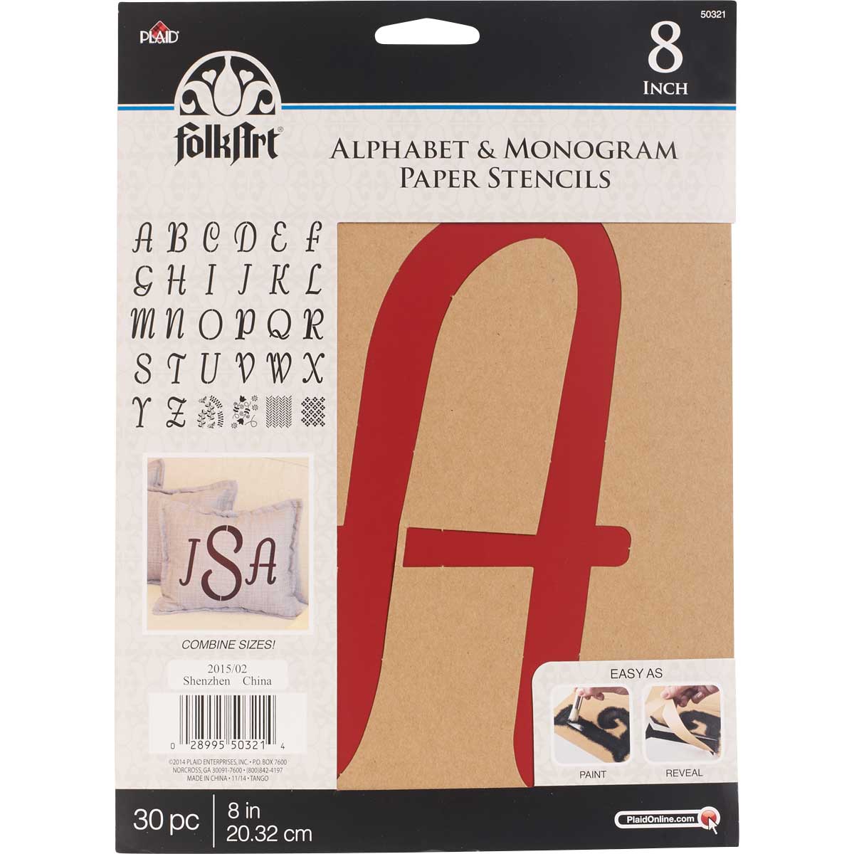 FolkArt ® Alphabet & Monogram Paper Stencils - Italic Font, 8