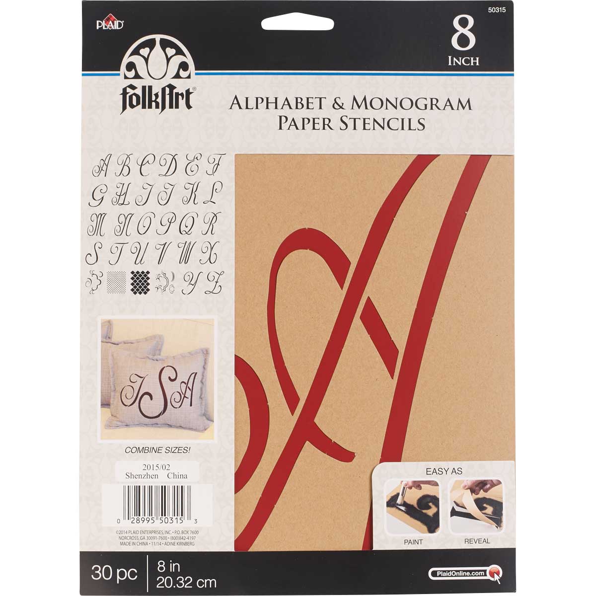 FolkArt ® Alphabet & Monogram Paper Stencils - Script Font, 8
