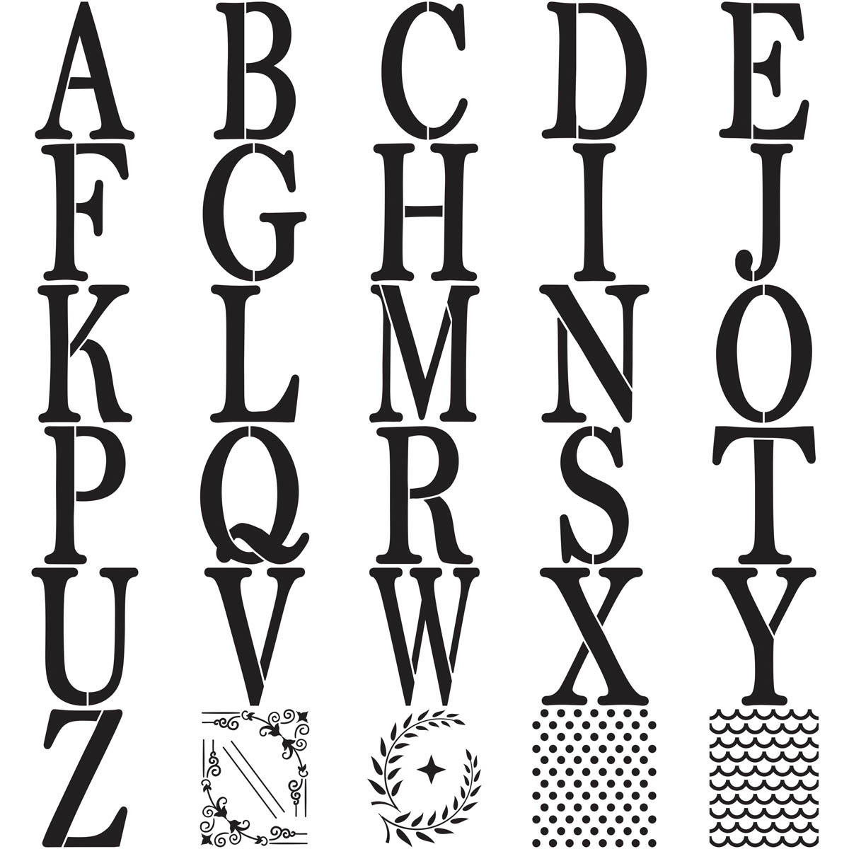 FolkArt ® Alphabet & Monogram Paper Stencils - Serif Font, 7