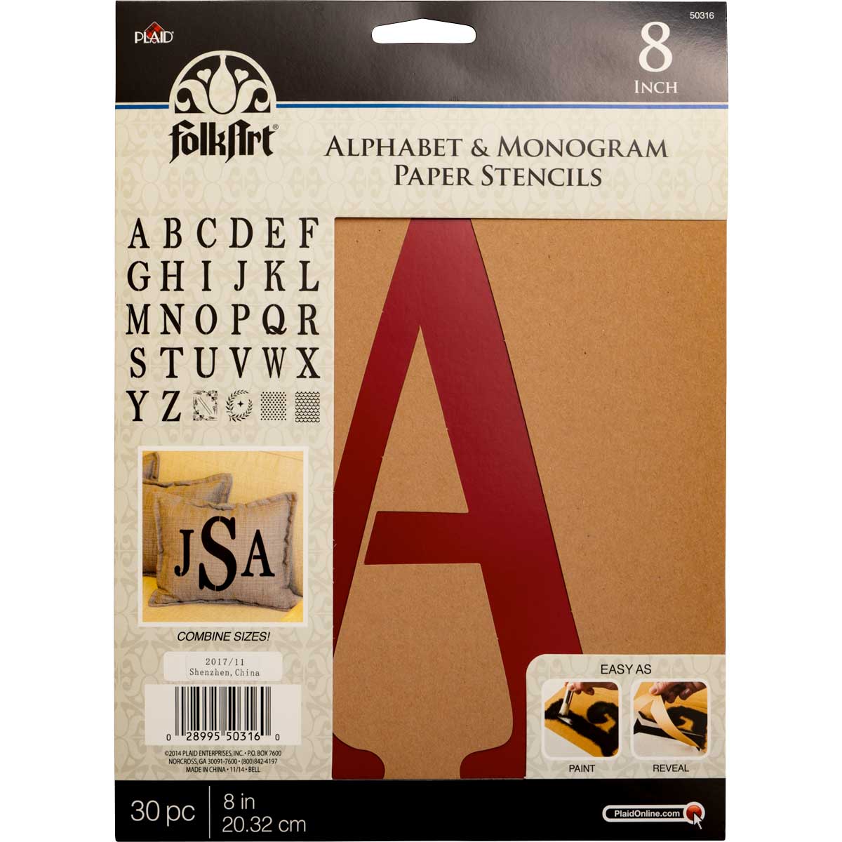 FolkArt ® Alphabet & Monogram Paper Stencils - Serif Font, 8