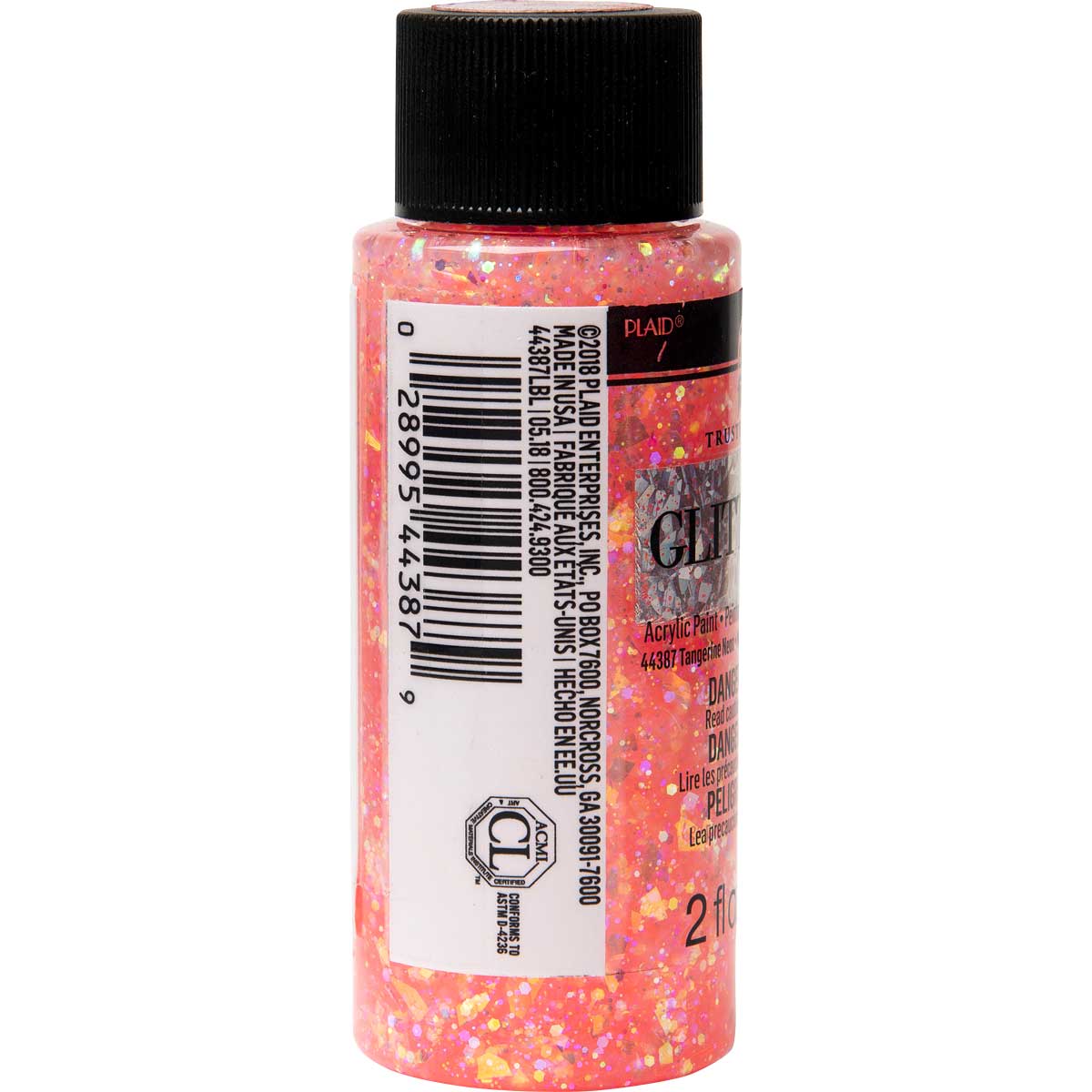 FolkArt ® Glitterific™ Acrylic Paint - Neon Tangerine, 2 oz. - 44387