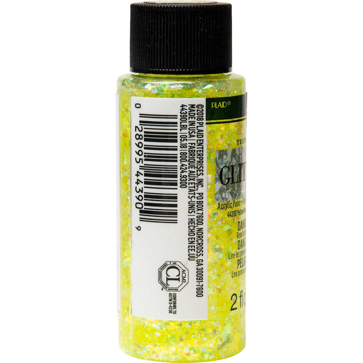 FolkArt ® Glitterific™ Acrylic Paint - Neon Yellow, 2 oz. - 44390