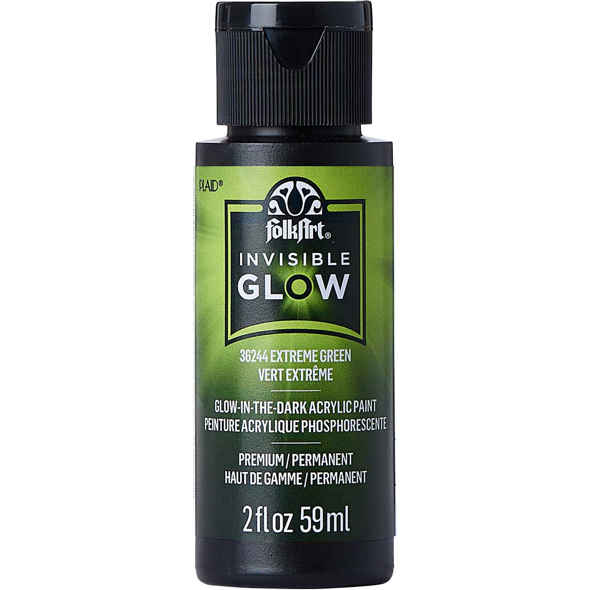 FolkArt ® Invisible Glow™ Acrylic Paint - Extreme Green, 2 oz. - 36244