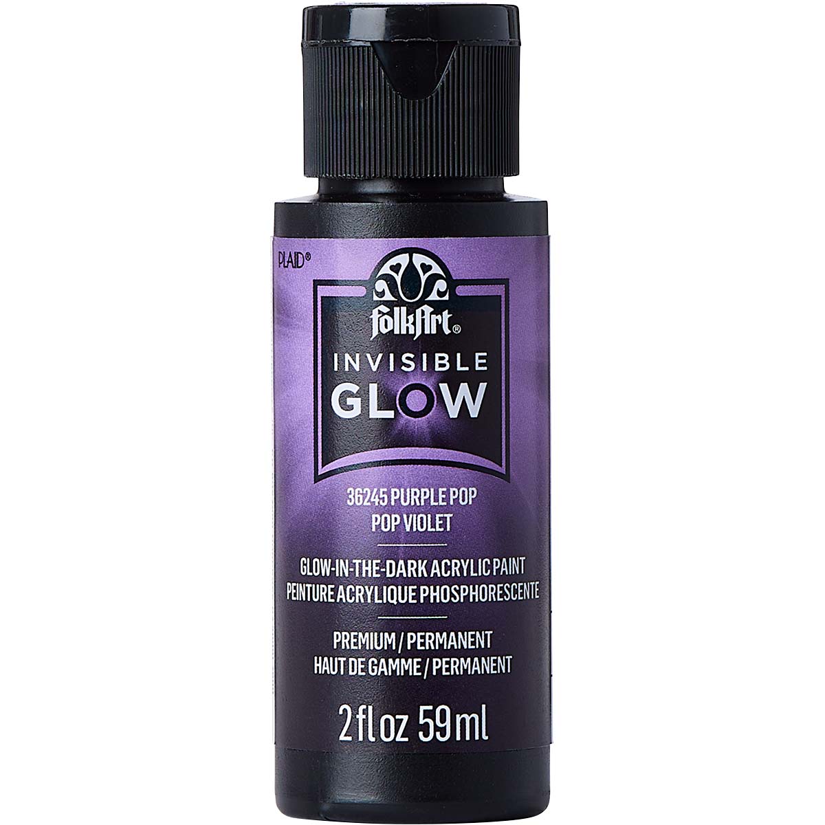 FolkArt ® Invisible Glow™ Acrylic Paint - Purple Pop, 2 oz. - 36245