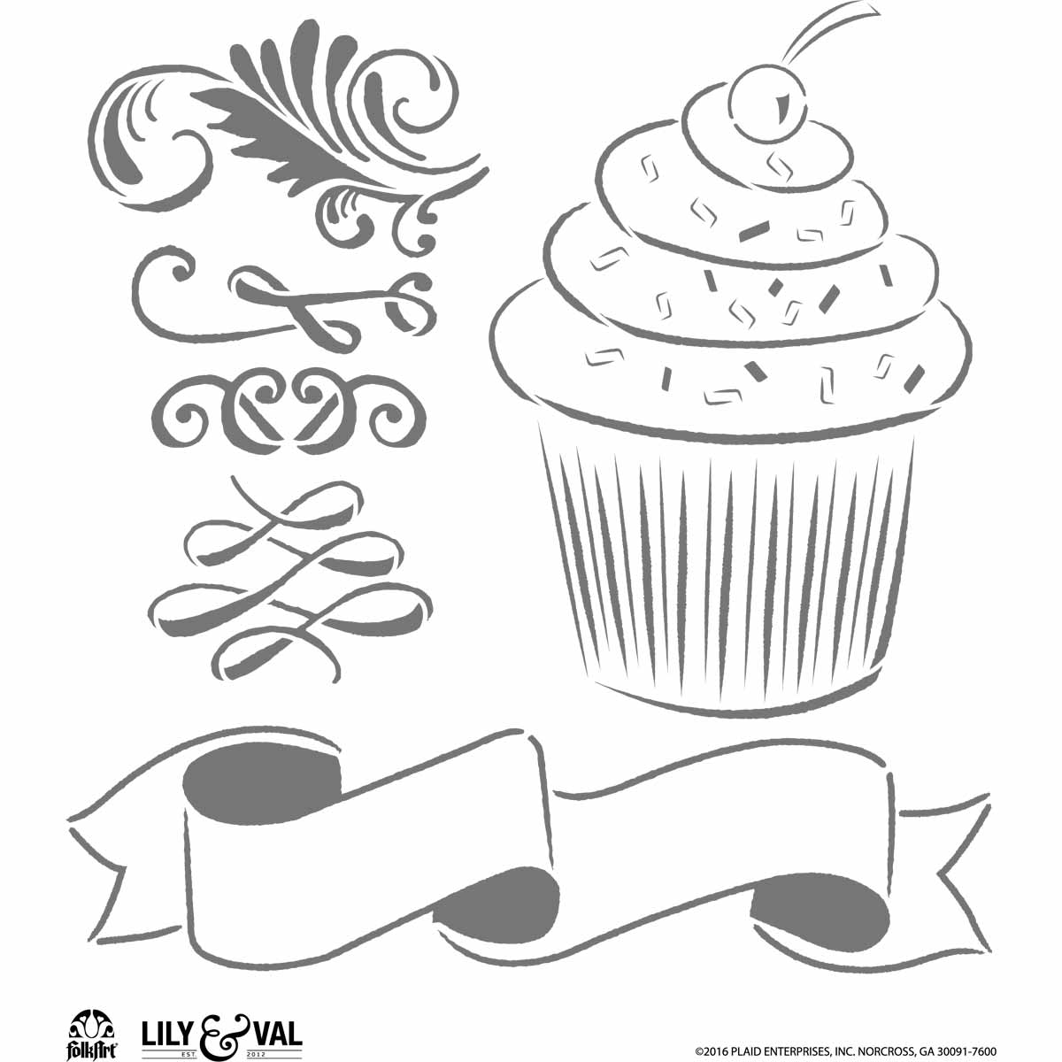 FolkArt ® Lily & Val™ Stencils - Variety Packs - Cupcake - 13250