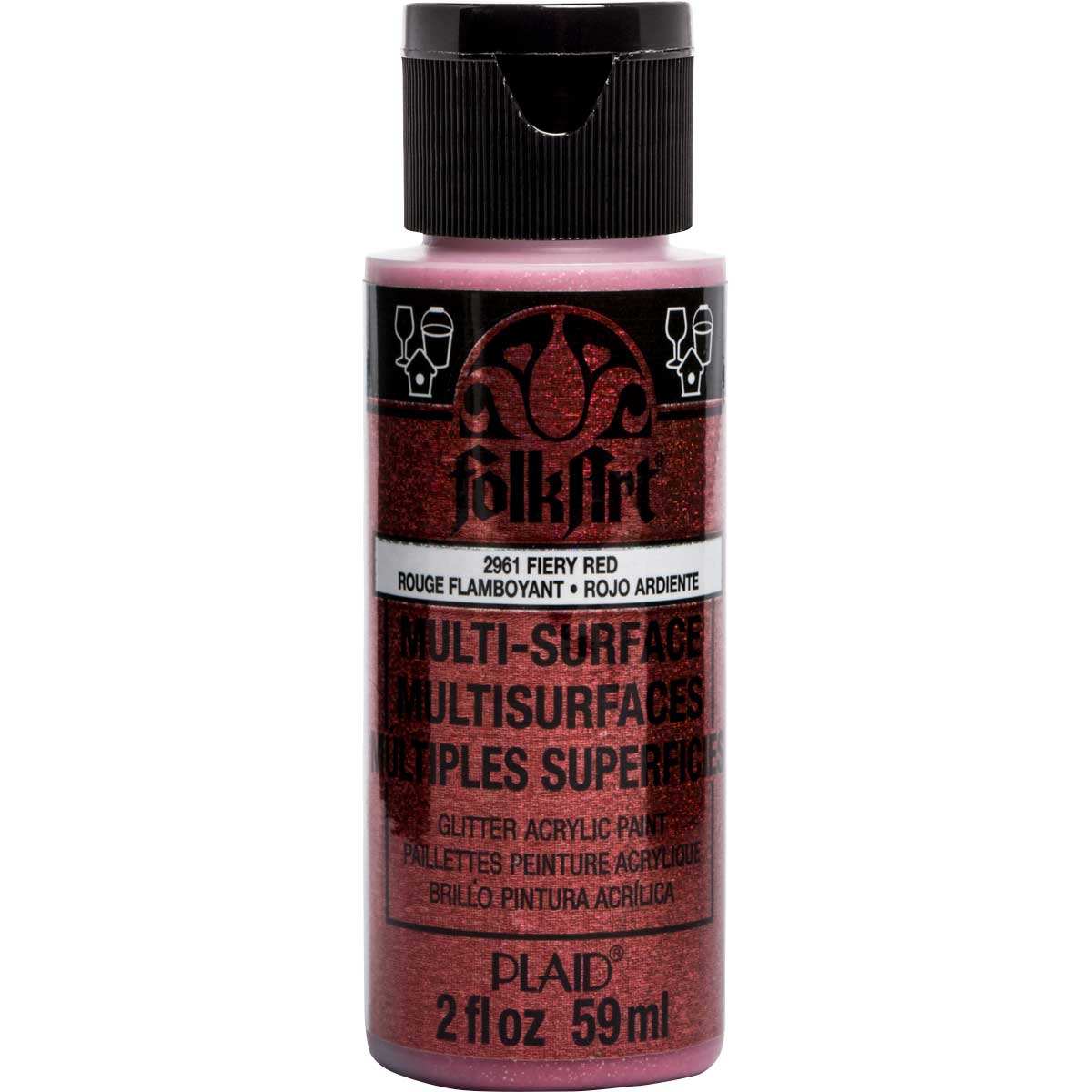 FolkArt ® Multi-Surface Glitter Acrylic Paints - Fiery Red, 2 oz. - 2961