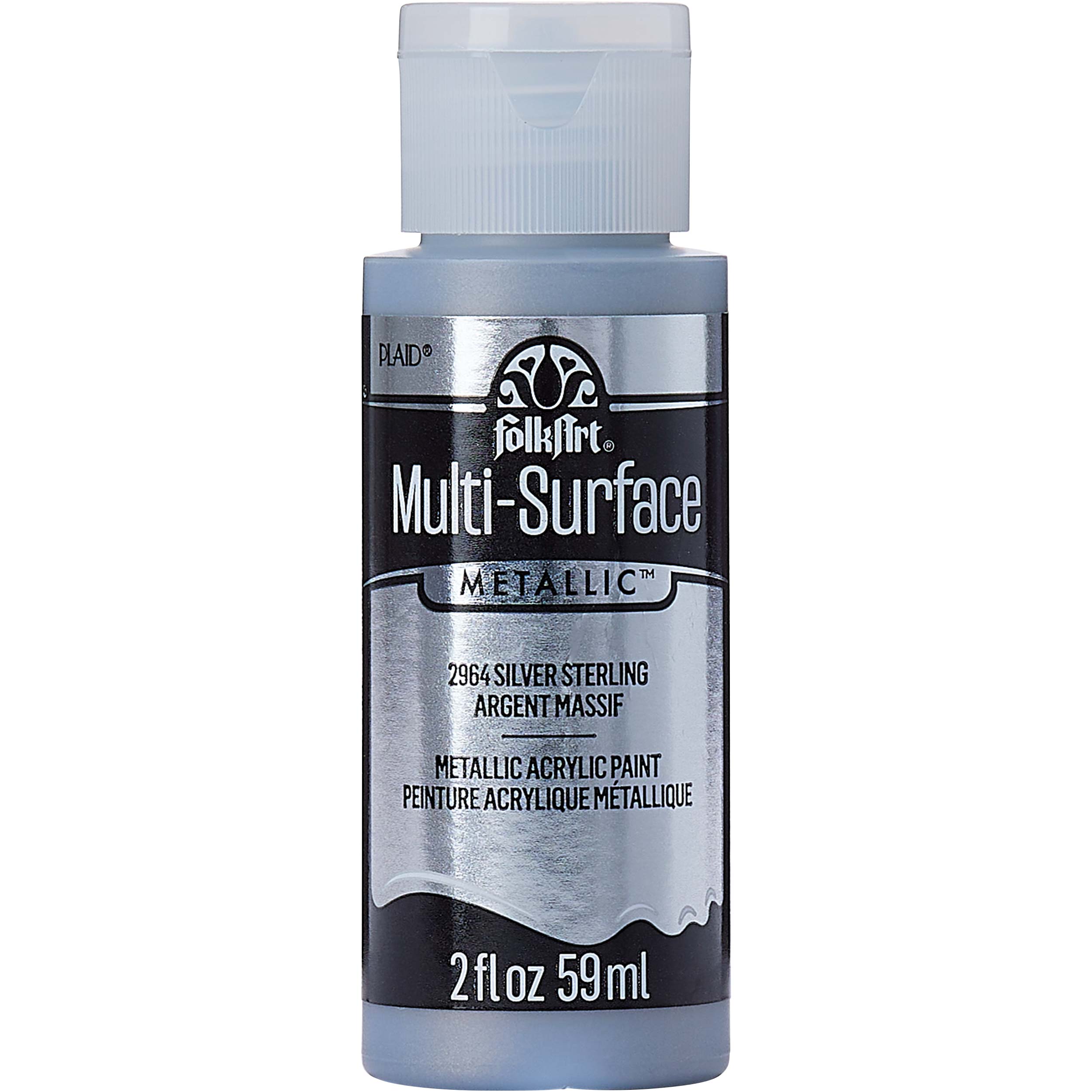 FolkArt ® Multi-Surface Metallic Acrylic Paints - Silver Sterling, 2 oz. - 2964