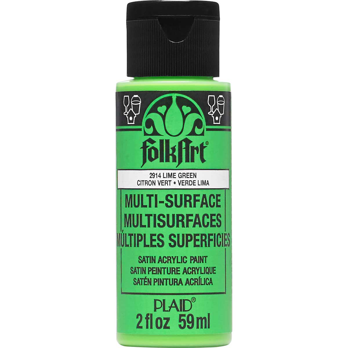 FolkArt ® Multi-Surface Satin Acrylic Paints - Lime Green, 2 oz. - 2914